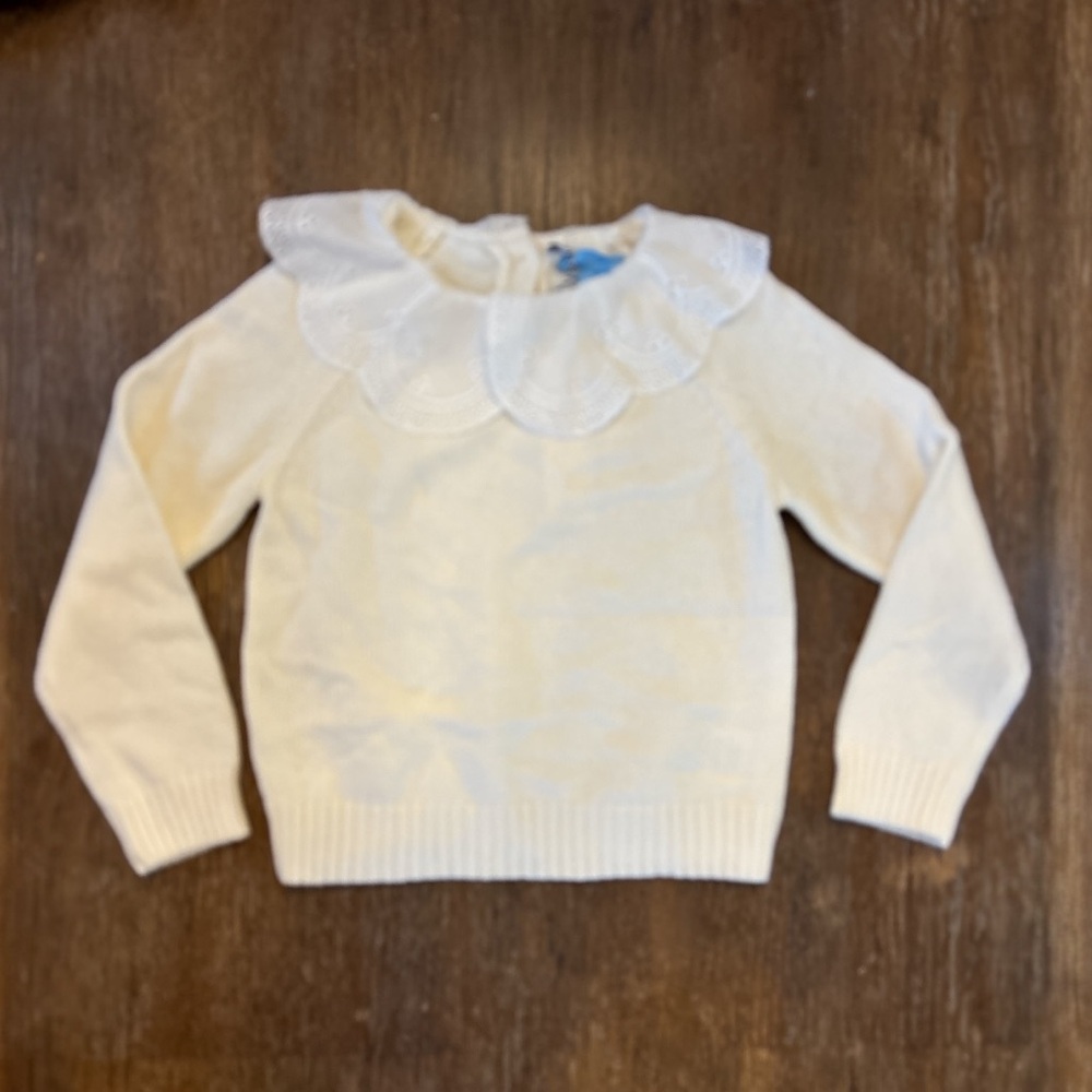 Draper James Ivory Sweater with Eyelet Collar for Girls - NWT - size 6